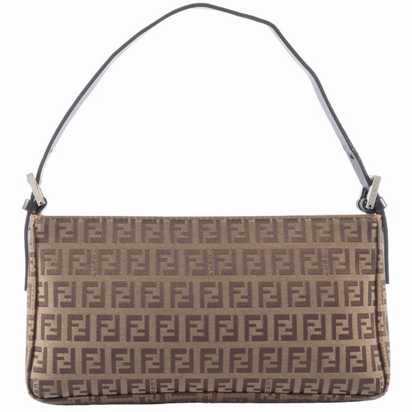 FENDI Cream Leather Zucca Shoulder Bag - Picture 1 of 16